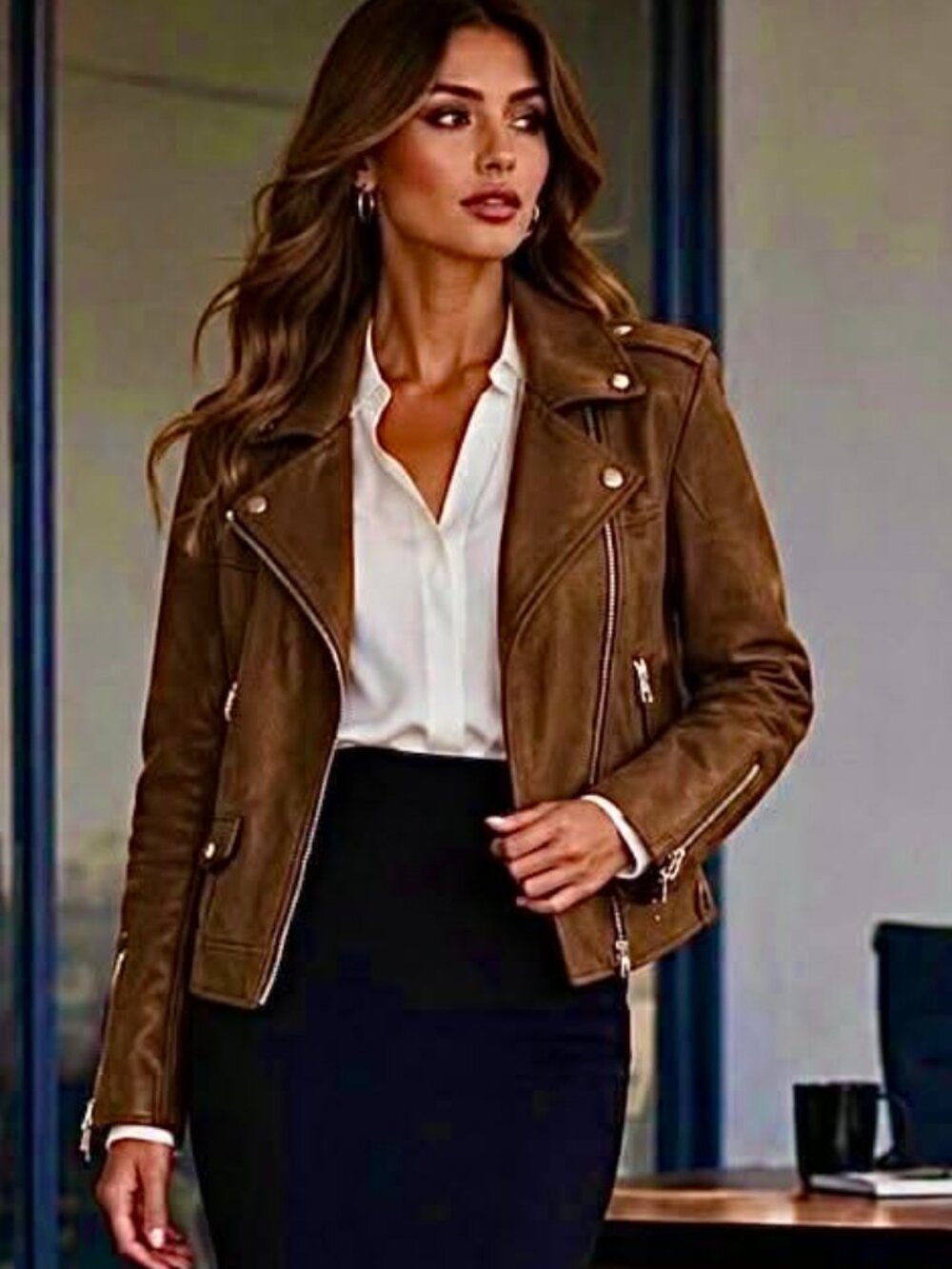 BLANK NYC Asymmetric Zip Moto Jacket Whiskey Vegan Suede S MSRP $200